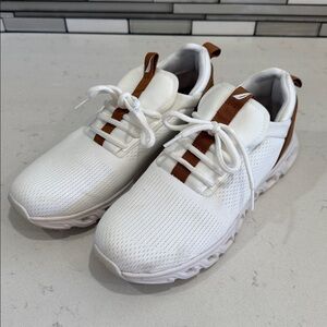 White and Brown Athletic Sneakers